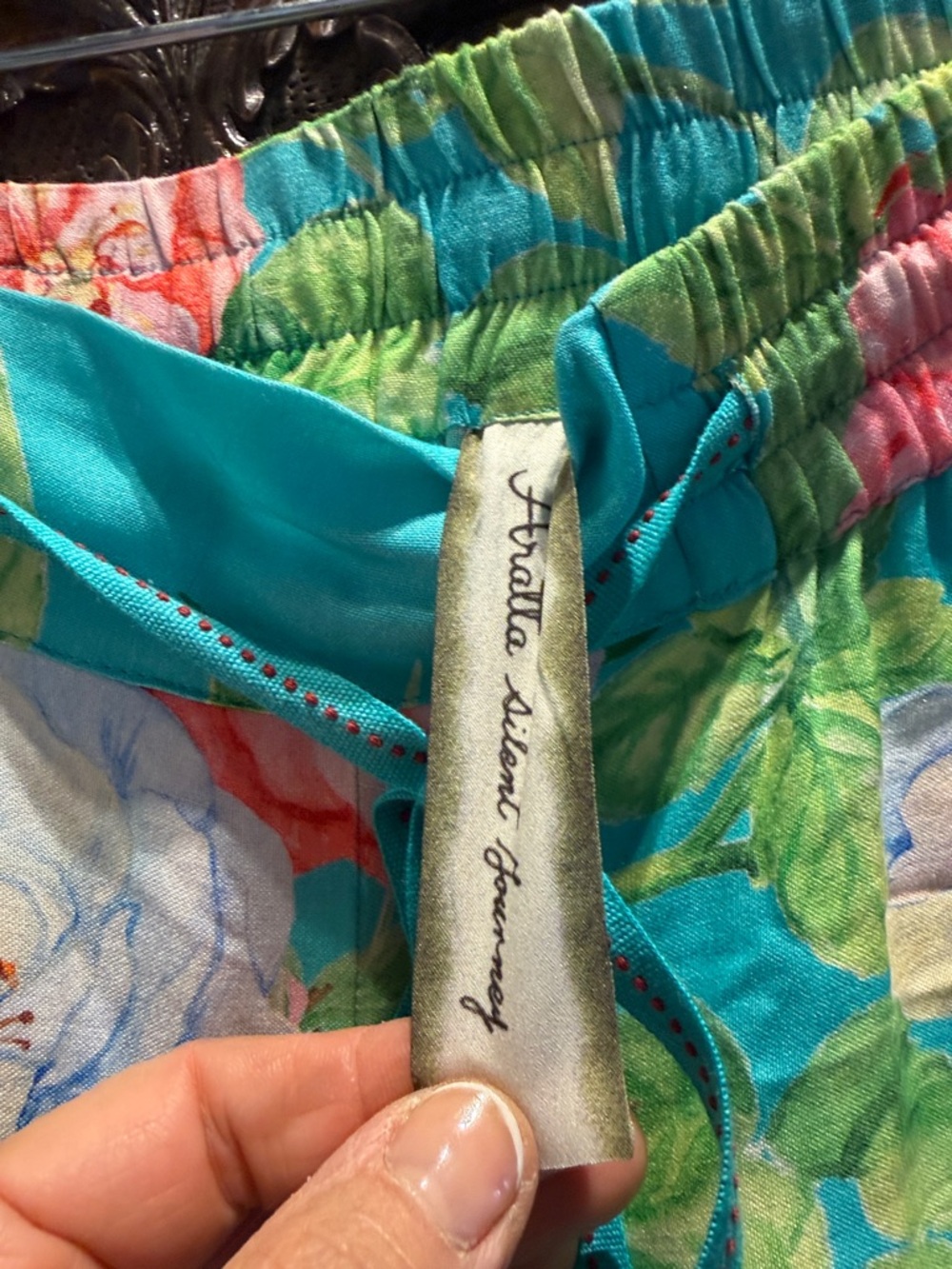 Floral Wide-Leg Pants in Aqua - Picture 3 of 4